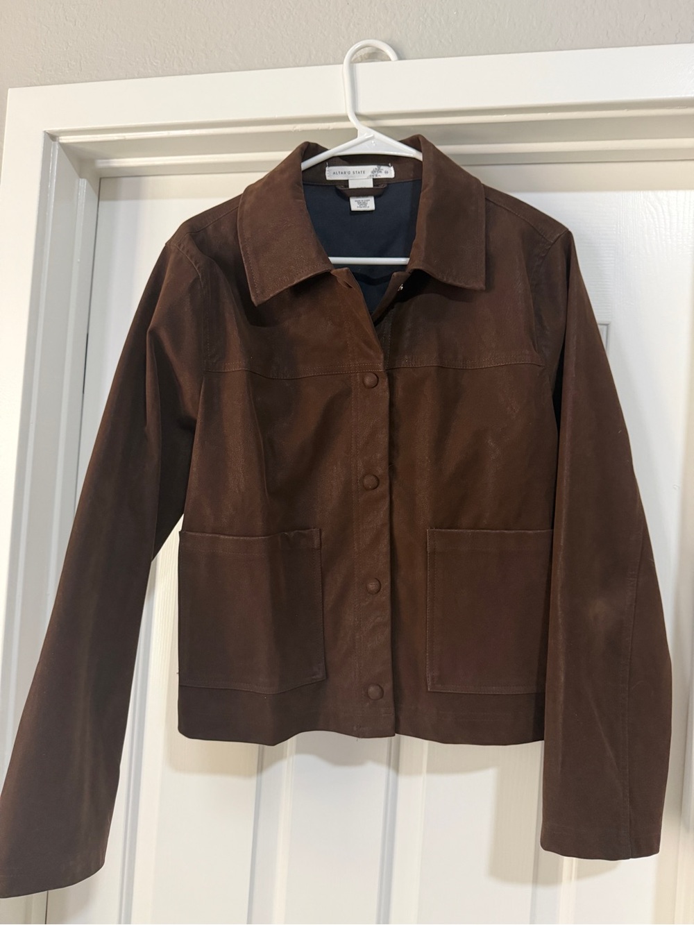 Altar'd State Brown Suede Button-Front Jacket